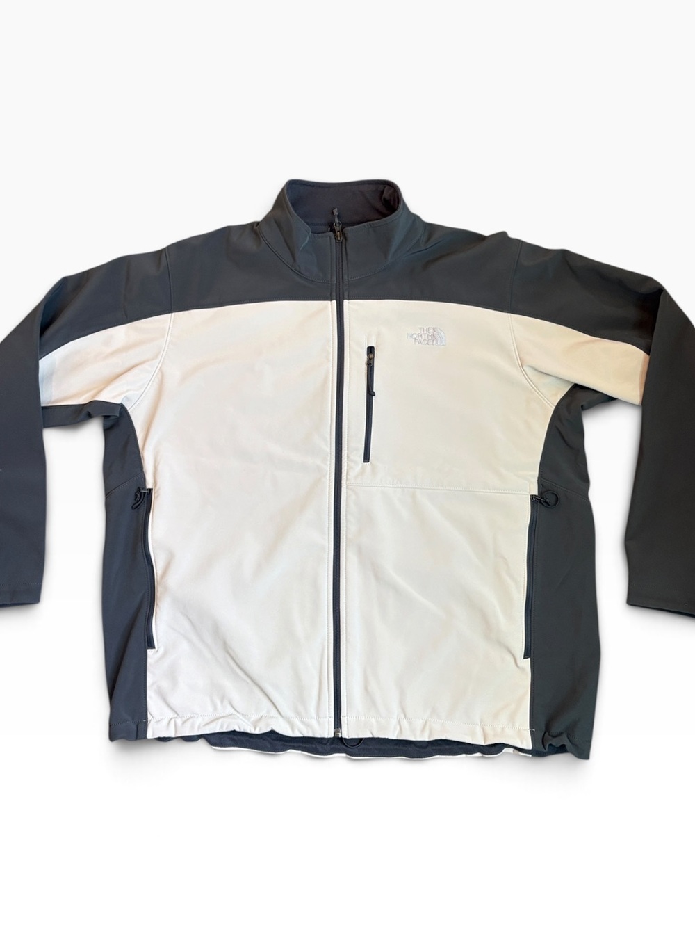 The North Face Apex Jacket Men’s 2XL Gray/Cream Full Zip Outdoor Softshell READ